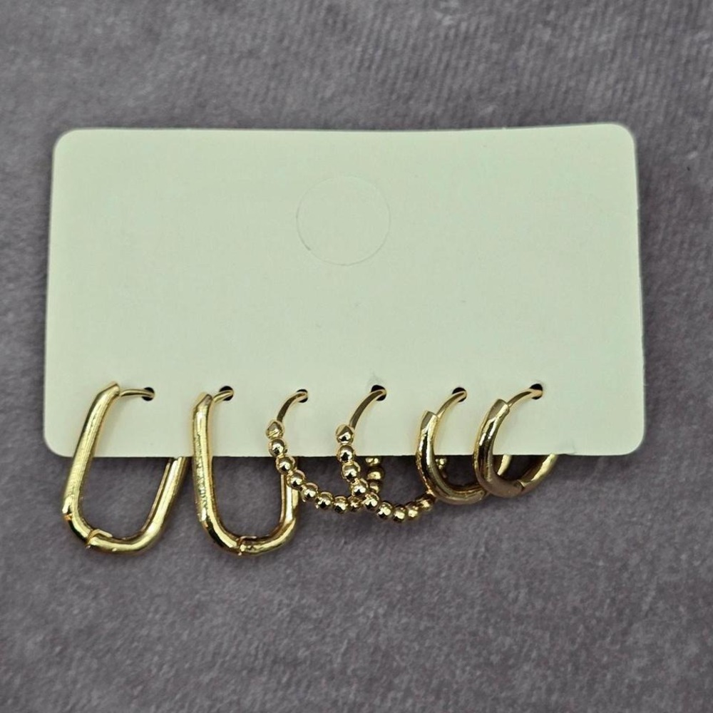 Gold‎ Small Hoops Ring Dangle Earrings Fashion Jewelry - Picture 4 of 4